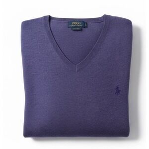 Ralph Lauren Men's Cotton Sweater Long Sleeve Purple With Pony Size Xl Preppy